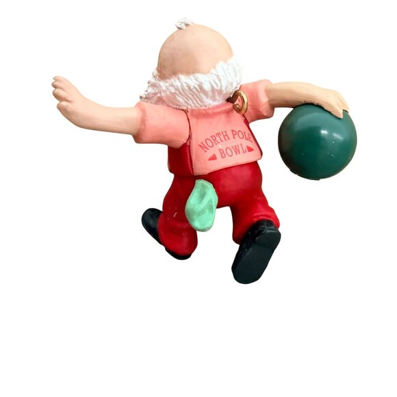 Santa Bowling Figurine North Pole Bowl Christmas Ornament 1983 Miniature - Picture 2 of 5
